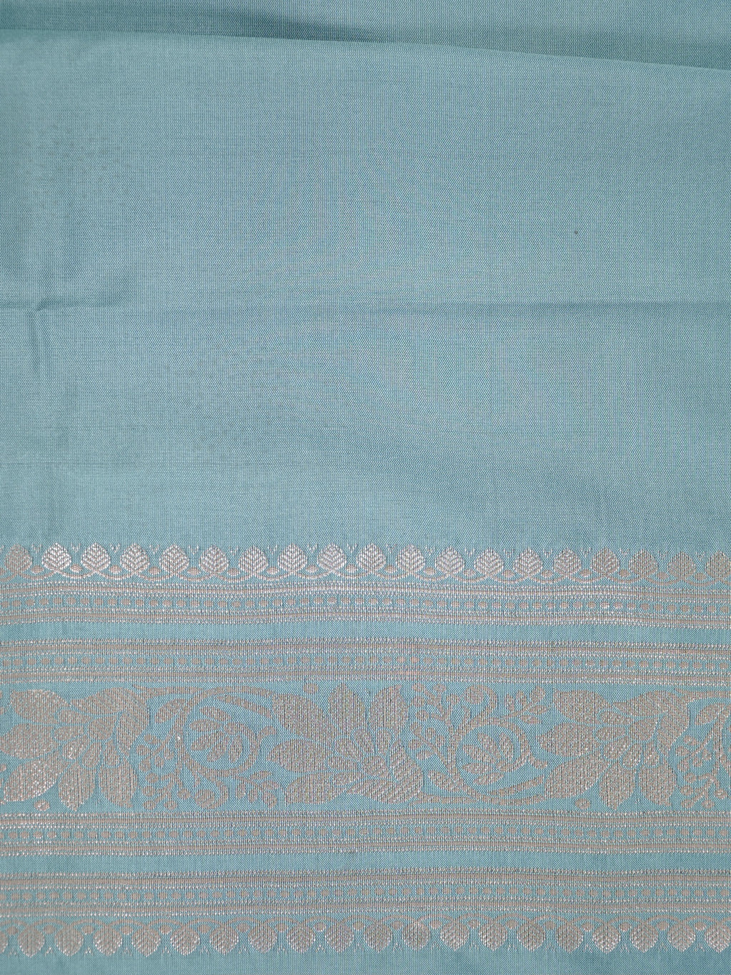 Sea Green Banarasi Semi Soft Katan Silk Saree with Silver Zari
