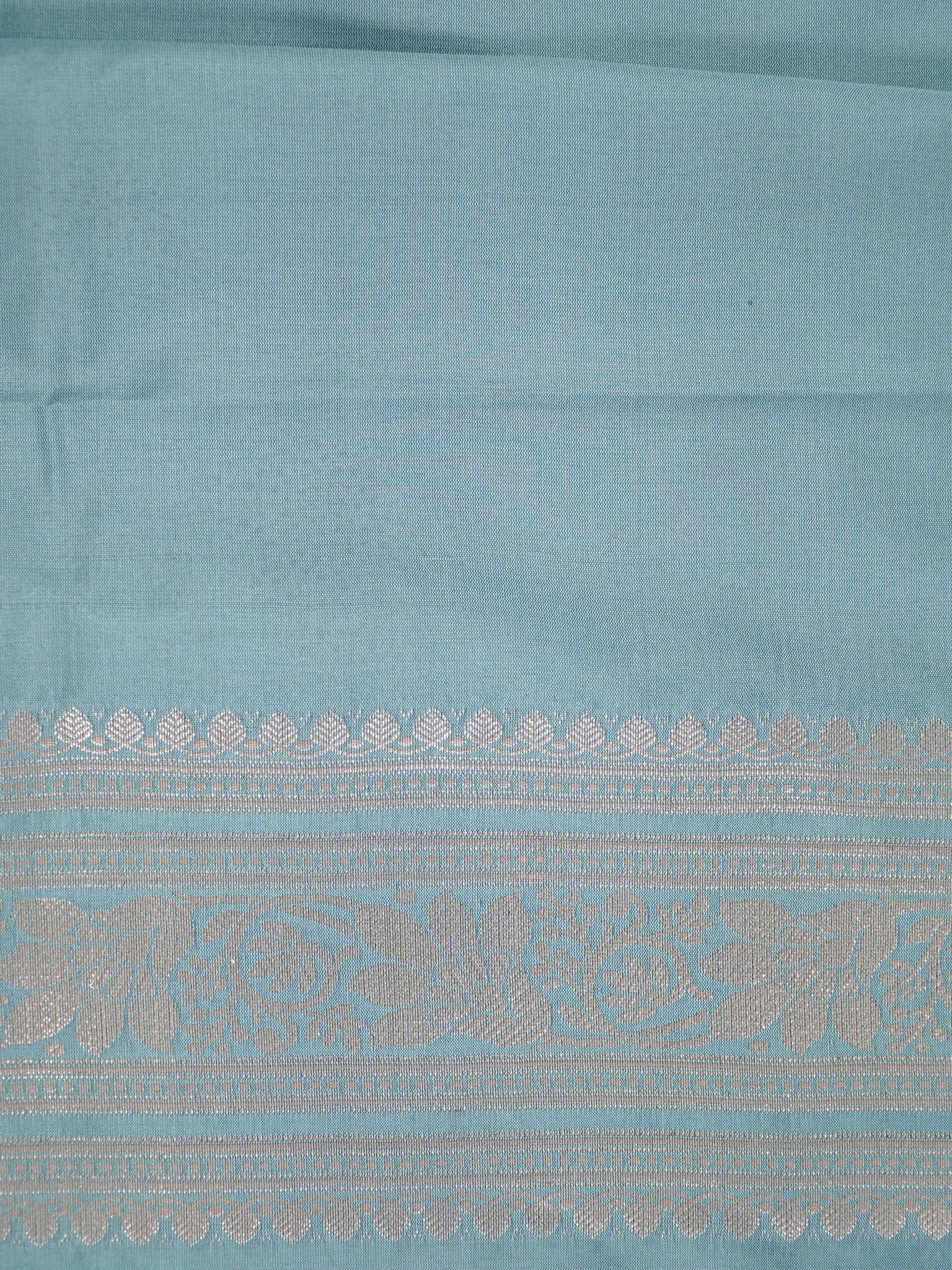 Sea Green Banarasi Semi Soft Katan Silk Saree with Silver Zari