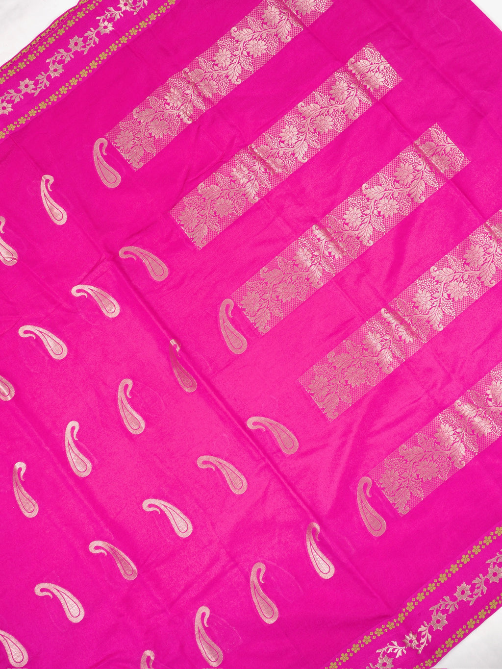 Rani Pink Semi Soft Silk Saree with Silver Zari Weave