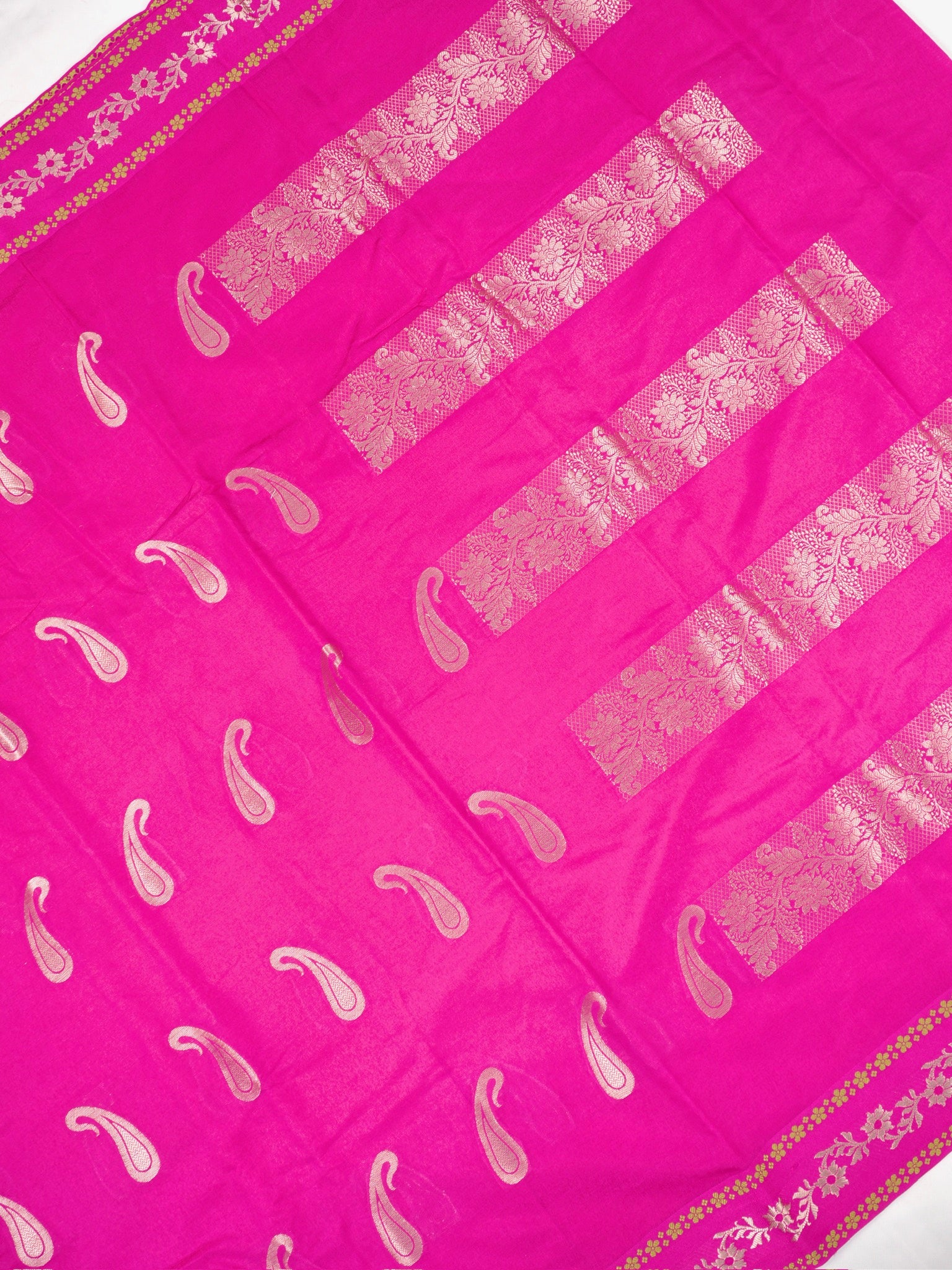 Rani Pink Semi Soft Silk Saree with Silver Zari Weave