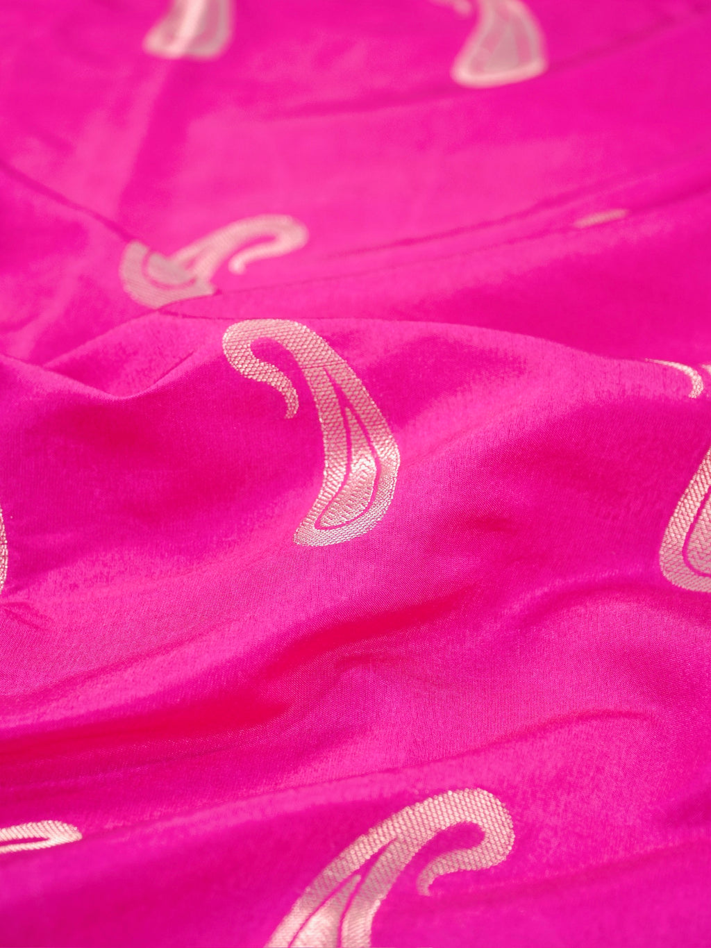Rani Pink Semi Soft Silk Saree with Silver Zari Weave