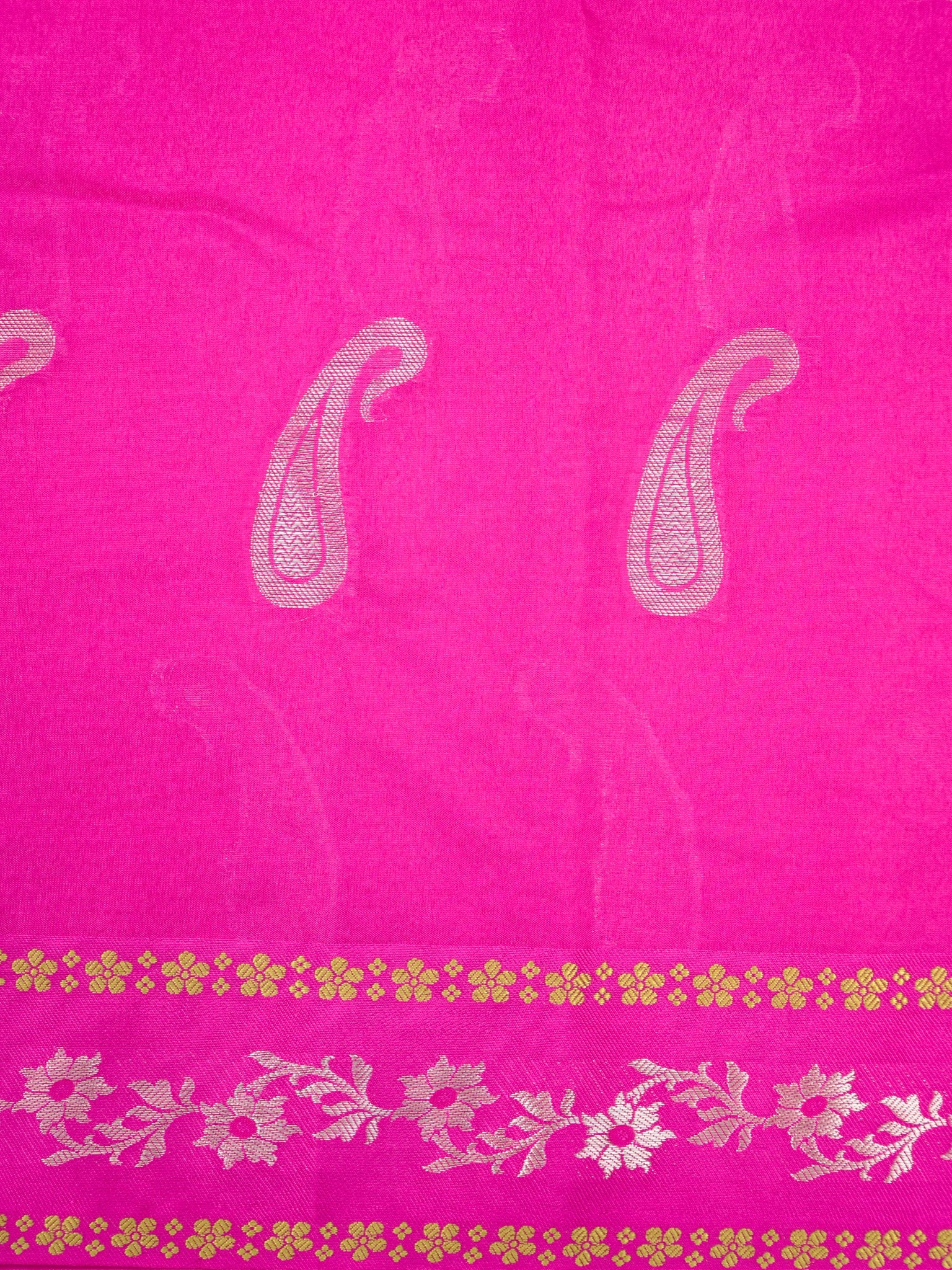 Rani Pink Semi Soft Silk Saree with Silver Zari Weave