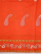 Orange Red Semi Soft Silk Saree with Silver Zari Weave