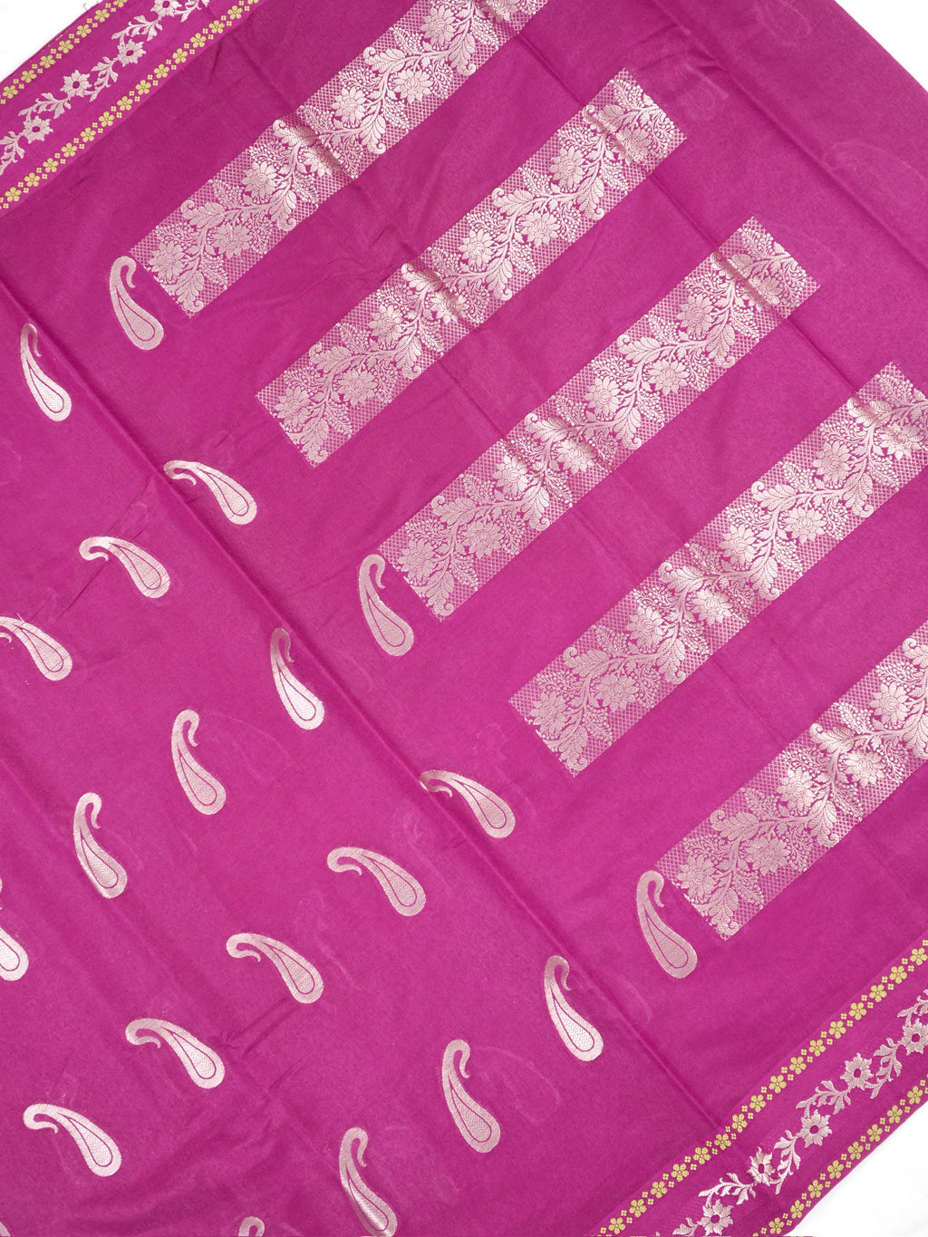 Magenta Purple Semi Soft Silk Saree with Silver Zari Weave