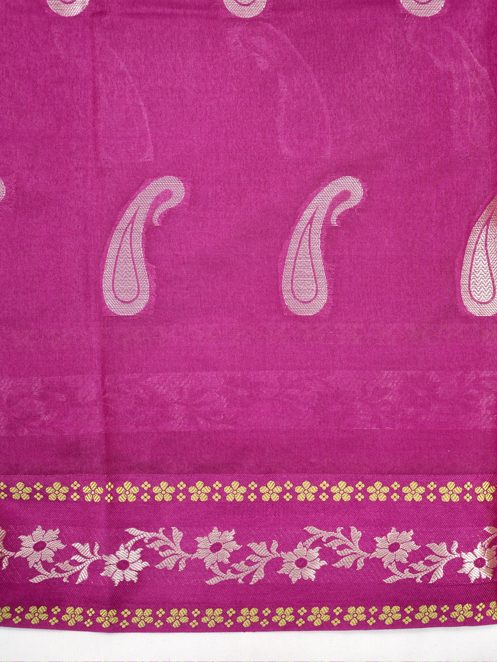 Magenta Purple Semi Soft Silk Saree with Silver Zari Weave