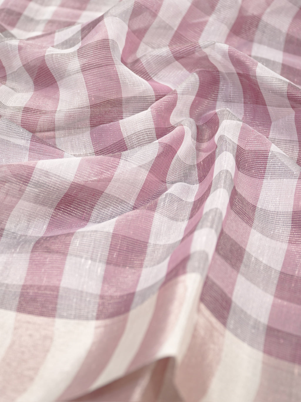 Dusty Pink & White Checked Banarasi Semi Soft Cotton Silk Saree
