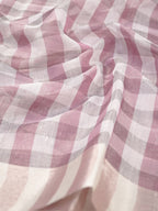 Dusty Pink & White Checked Banarasi Semi Soft Cotton Silk Saree