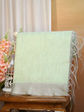 Pastel Sea Green & Beige Banarasi Soft Cotton Silk Saree with Zari Borders