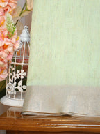 Pastel Sea Green & Beige Banarasi Soft Cotton Silk Saree with Zari Borders