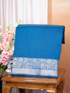 Peacock Blue Banarasi Soft Silk Saree with Meenakari Zari Weaving