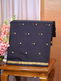 Black &  Red Banarasi Soft Cotton Silk Saree with Zari Buttis
