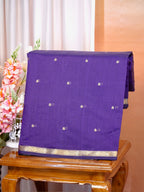 Purple & Sky Blue Banarasi Soft Cotton Silk Saree with Zari Buttis