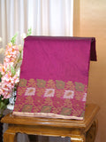 Magenta Pink Banarasi Soft Kota Silk Saree with Floral Jamdani Pallu