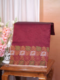 Maroon Banarasi Soft Kota Silk Saree with Floral Jamdani Pallu
