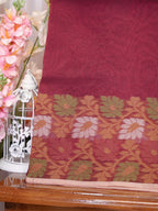 Maroon Banarasi Soft Kota Silk Saree with Floral Jamdani Pallu