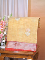 Pale Sunshine Yellow Banarasi Soft Kota Silk Saree with Zari Buttis