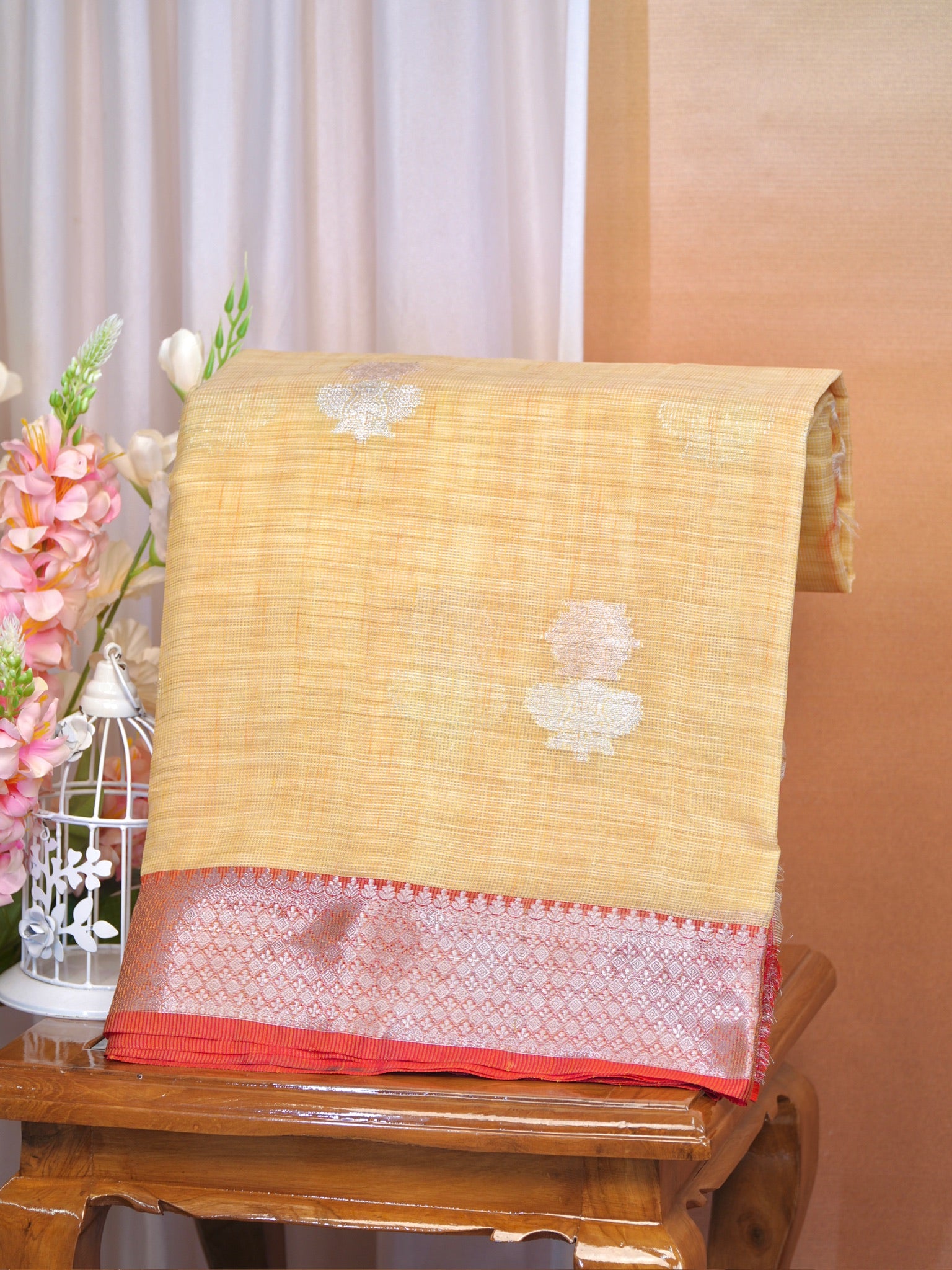 Pale Sunshine Yellow Banarasi Soft Kota Silk Saree with Zari Buttis