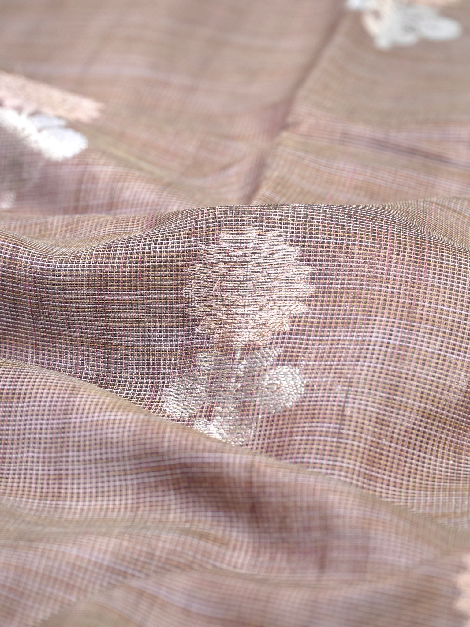 Muted Beige Taupe & Magenta Pink Banarasi Soft Kota Silk Saree with Zari Motifs