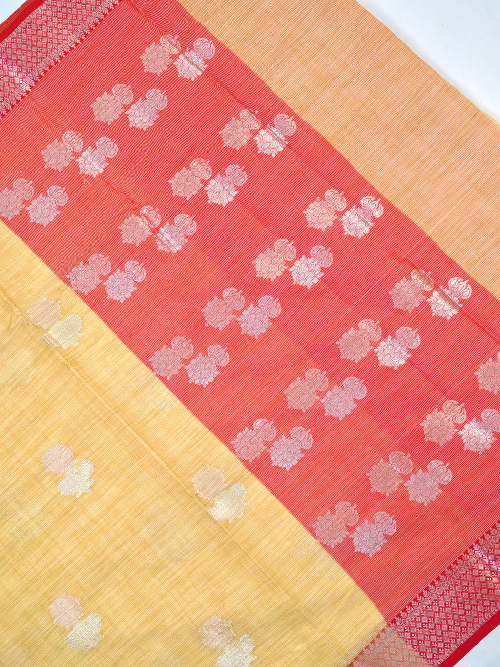 Pale Sunshine Yellow Banarasi Soft Kota Silk Saree with Zari Buttis