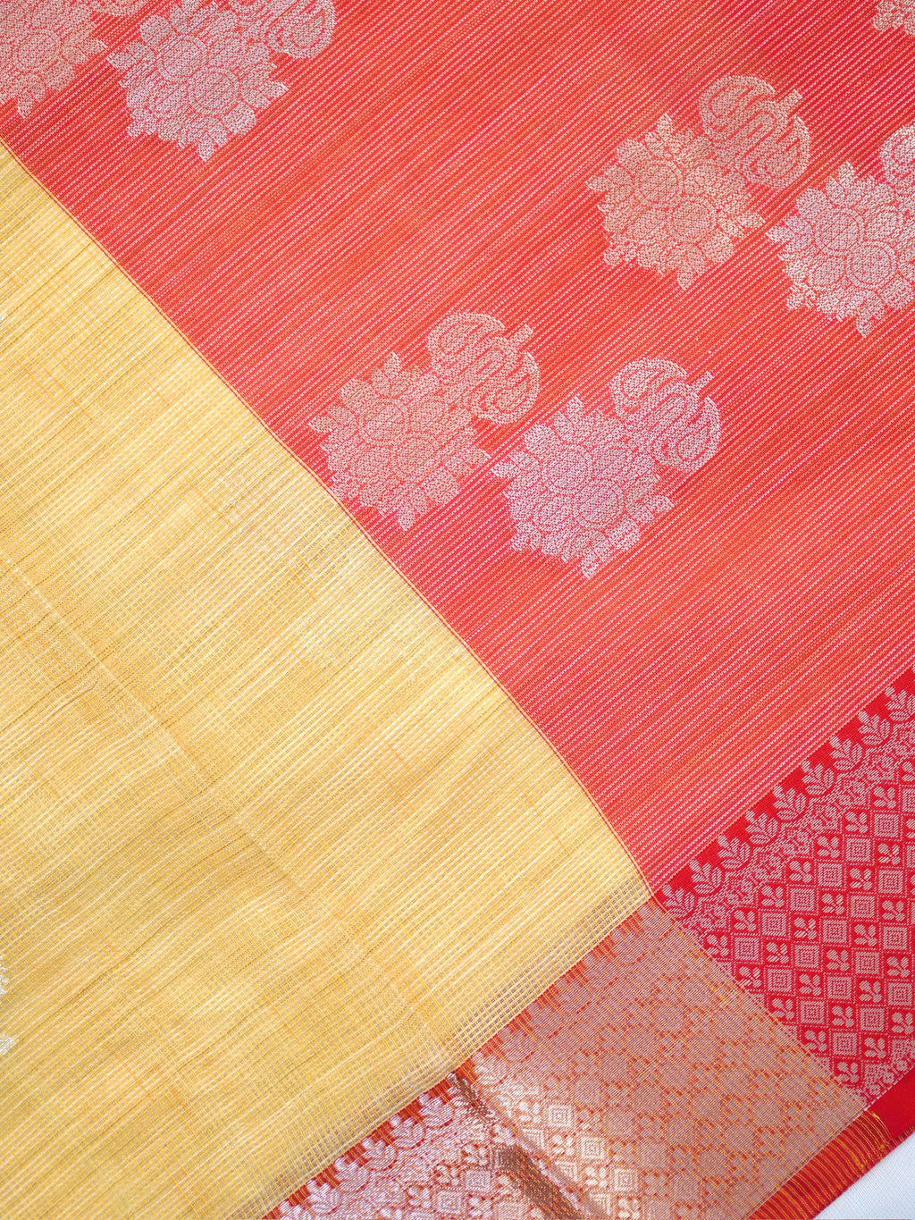 Pale Sunshine Yellow Banarasi Soft Kota Silk Saree with Zari Buttis