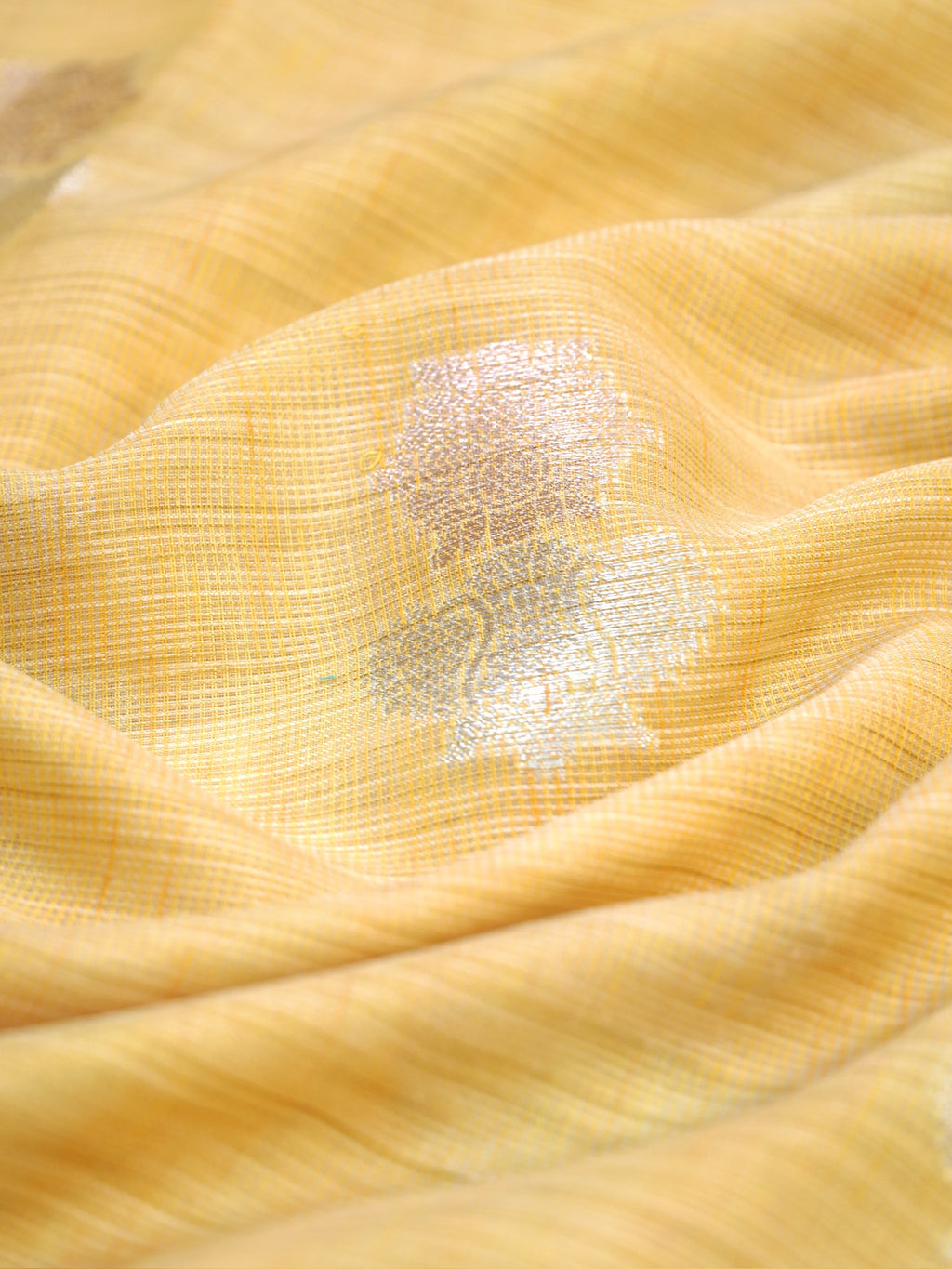 Pale Sunshine Yellow Banarasi Soft Kota Silk Saree with Zari Buttis
