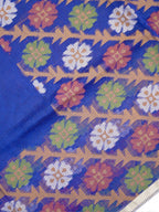 Royal Blue Banarasi Soft Kota Silk Saree with Geometric Floral Jamdani Pallu