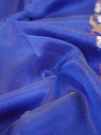 Royal Blue Banarasi Soft Kota Silk Saree with Geometric Floral Jamdani Pallu