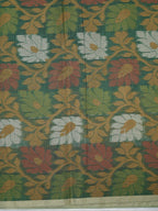 Bottle Green Banarasi Soft Kota Silk Saree with Floral Jamdani Pallu