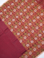 Maroon Banarasi Soft Kota Silk Saree with Floral Jamdani Pallu