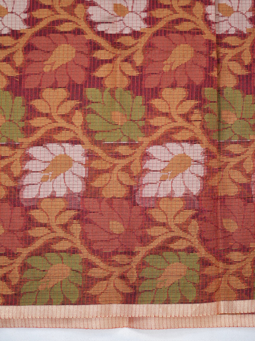 Maroon Banarasi Soft Kota Silk Saree with Floral Jamdani Pallu