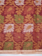 Maroon Banarasi Soft Kota Silk Saree with Floral Jamdani Pallu