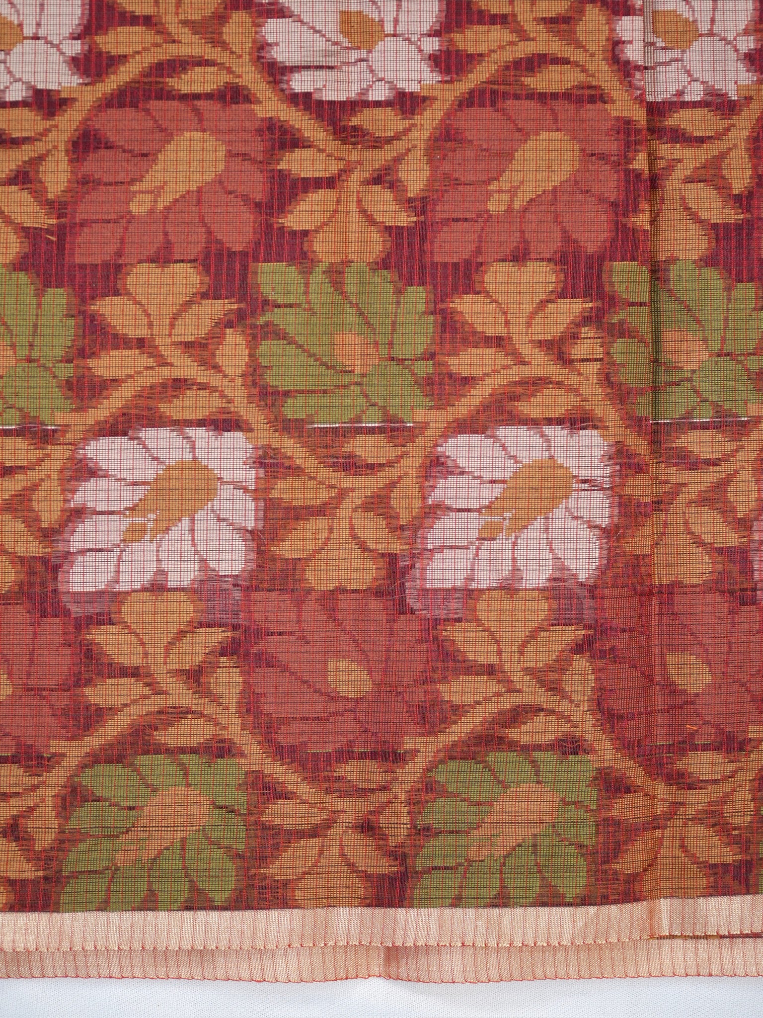 Maroon Banarasi Soft Kota Silk Saree with Floral Jamdani Pallu