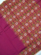 Magenta Pink Banarasi Soft Kota Silk Saree with Floral Jamdani Pallu
