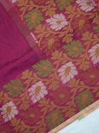 Magenta Pink Banarasi Soft Kota Silk Saree with Floral Jamdani Pallu