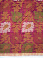 Magenta Pink Banarasi Soft Kota Silk Saree with Floral Jamdani Pallu