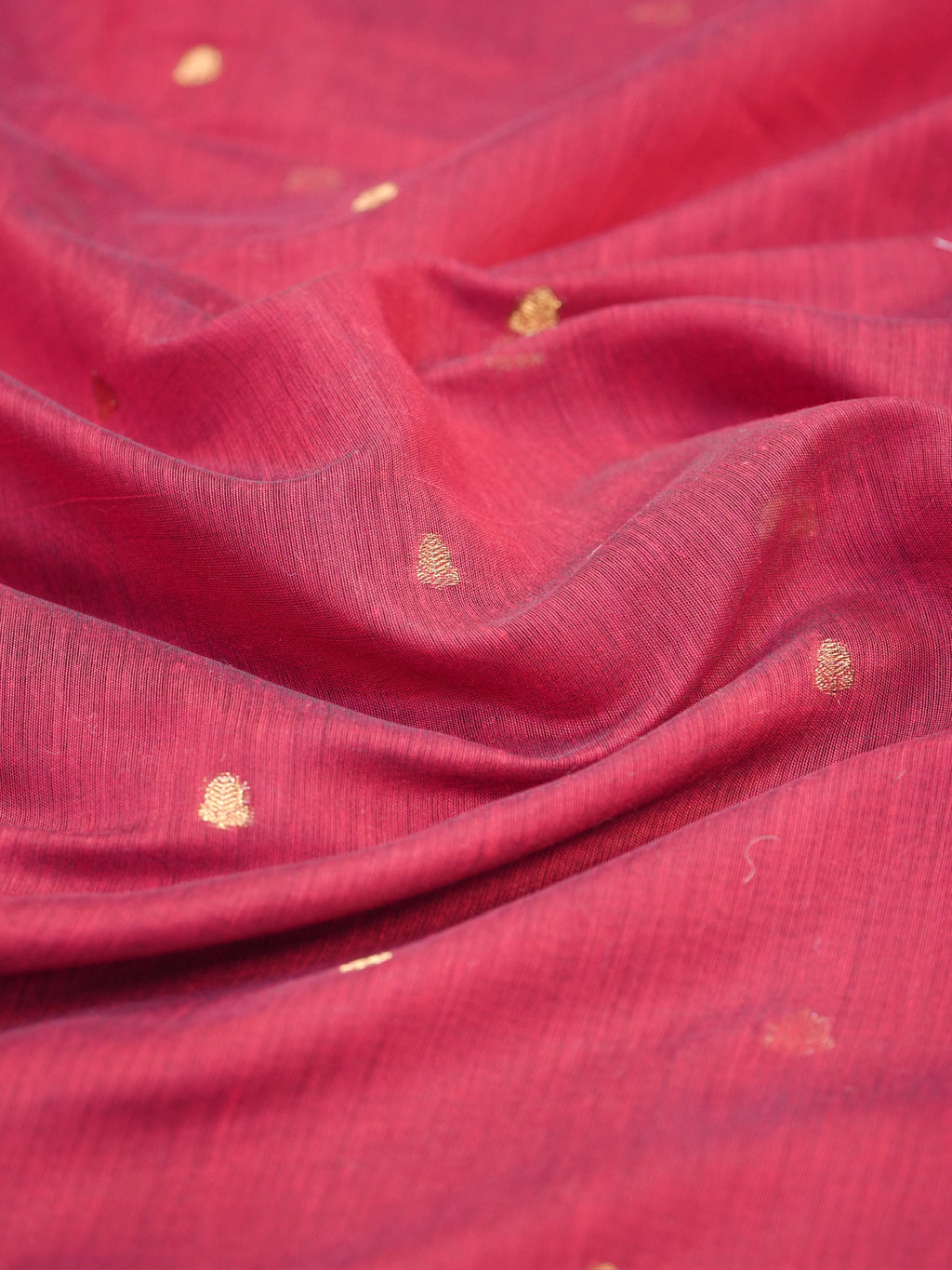 Crimson Red & Charcoal Black Banarasi Soft Cotton Silk Saree with Zari Buttis