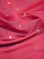 Crimson Red & Charcoal Black Banarasi Soft Cotton Silk Saree with Zari Buttis
