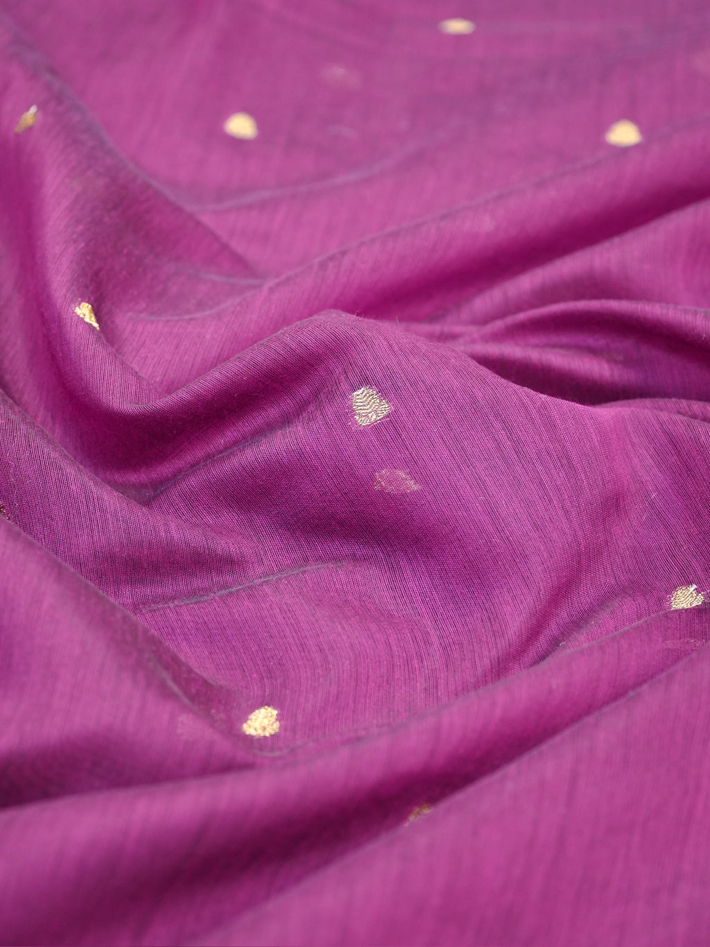 Magenta Purple & Charcoal Black Banarasi Soft Cotton Silk Saree with Zari Buttis