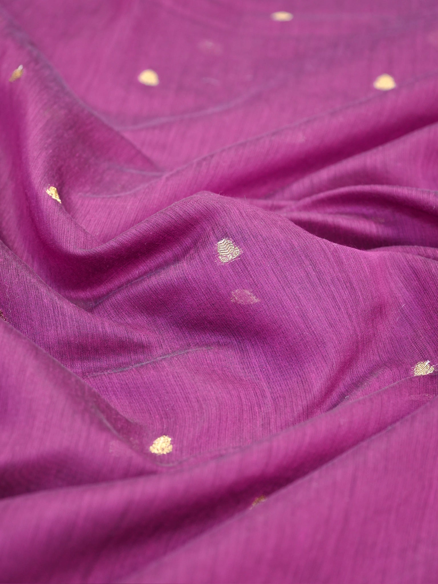 Magenta Purple & Charcoal Black Banarasi Soft Cotton Silk Saree with Zari Buttis