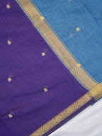 Purple & Sky Blue Banarasi Soft Cotton Silk Saree with Zari Buttis
