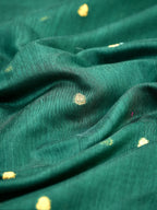 Bottle Green & Red Banarasi Soft Cotton Silk Saree with Zari Buttis