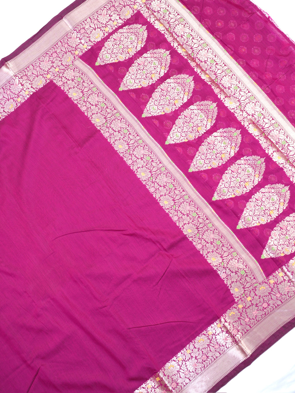 Magenta Banarasi Soft Silk Saree with Meenakari Zari Weaving