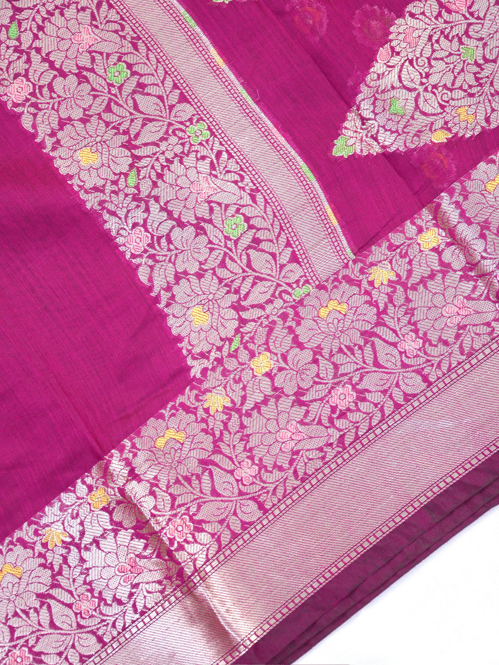 Magenta Banarasi Soft Silk Saree with Meenakari Zari Weaving