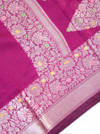 Magenta Banarasi Soft Silk Saree with Meenakari Zari Weaving