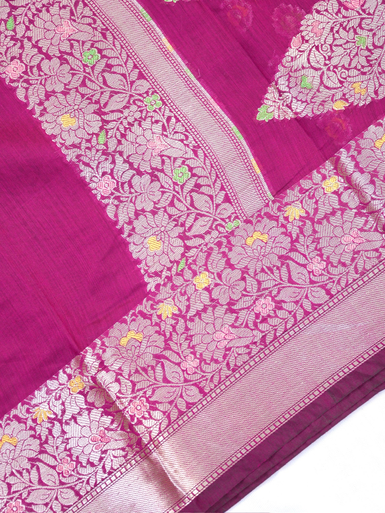 Magenta Banarasi Soft Silk Saree with Meenakari Zari Weaving