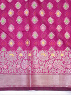 Magenta Banarasi Soft Silk Saree with Meenakari Zari Weaving