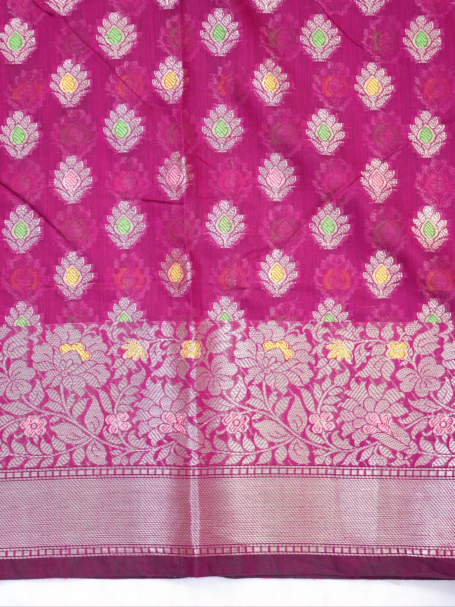 Magenta Banarasi Soft Silk Saree with Meenakari Zari Weaving
