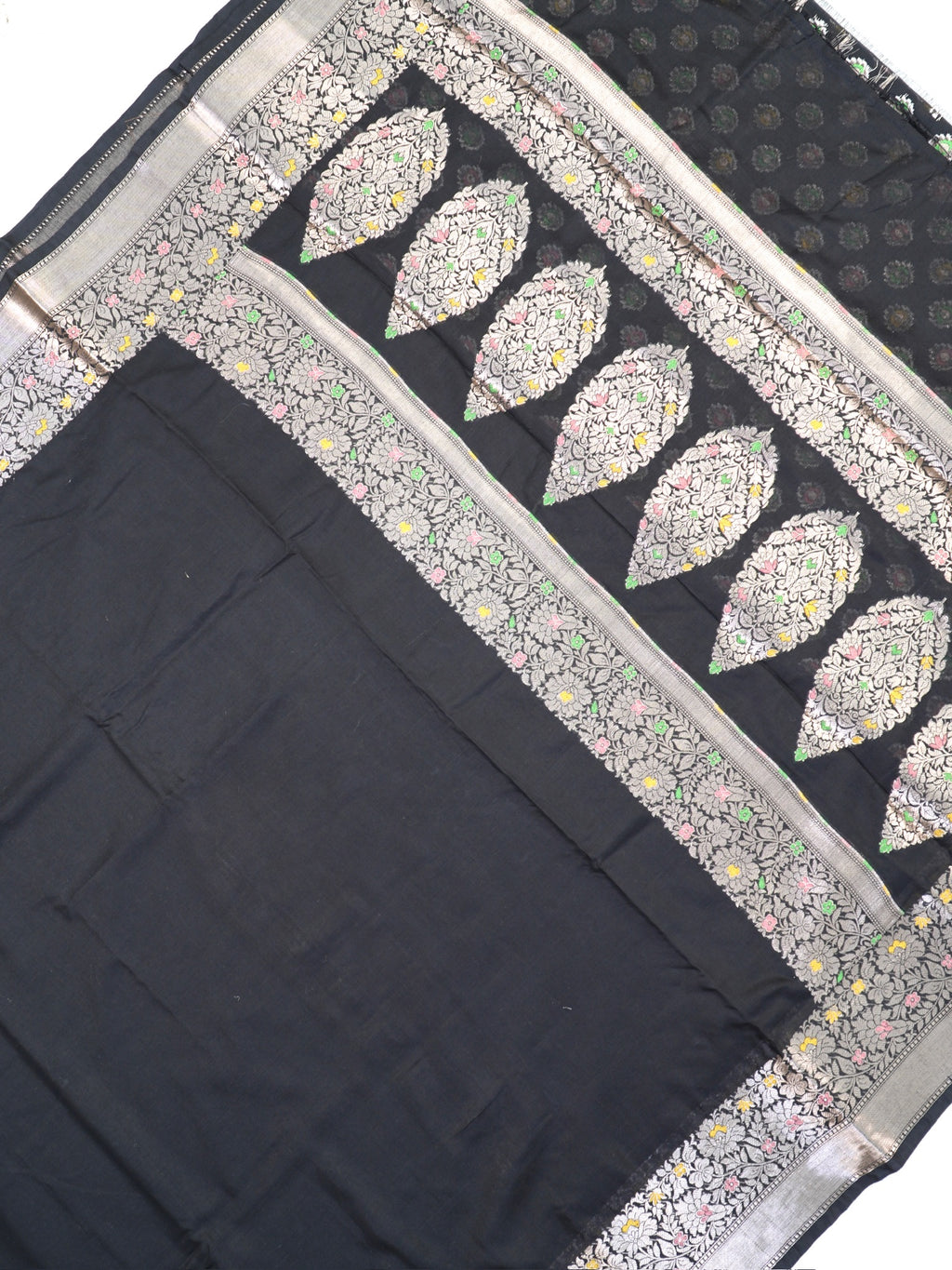 Black Banarasi Soft Silk Saree with Meenakari Zari Weaving