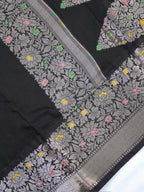 Black Banarasi Soft Silk Saree with Meenakari Zari Weaving