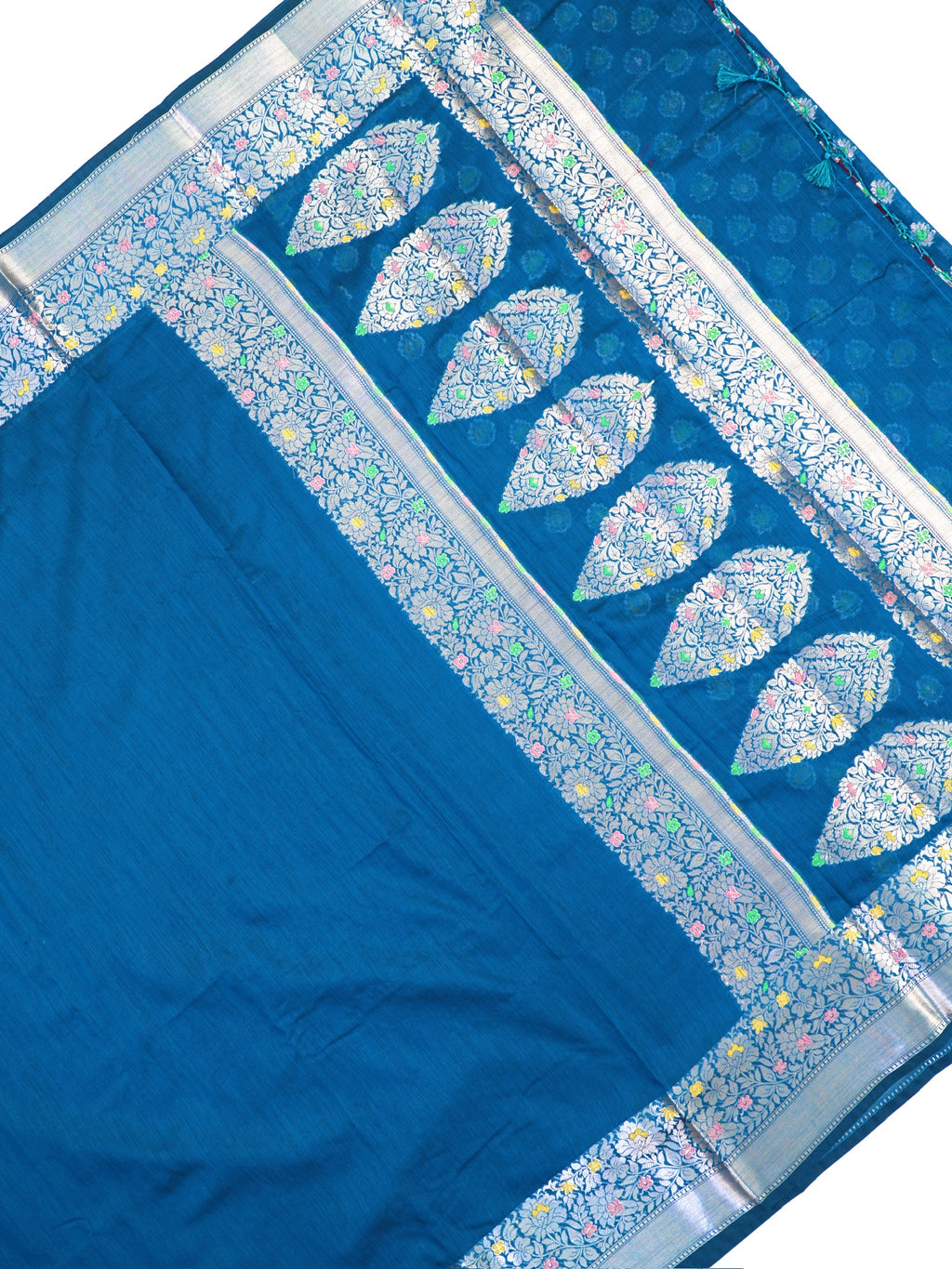 Peacock Blue Banarasi Soft Silk Saree with Meenakari Zari Weaving